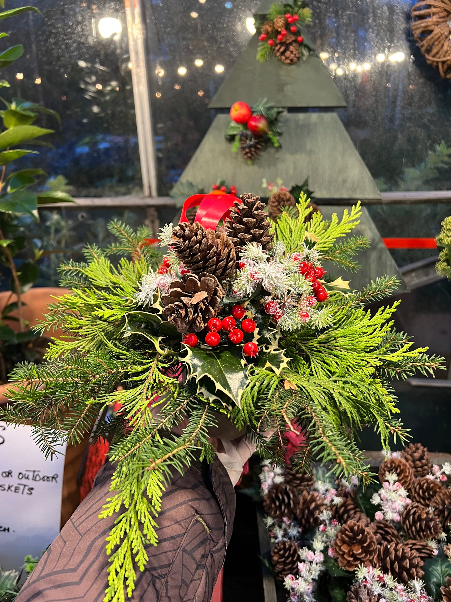 Christmas grave pot